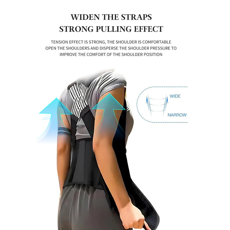 Breathable Back Posture Corrector for Men and Women with adjustable shoulder straps for a comfortable fit.