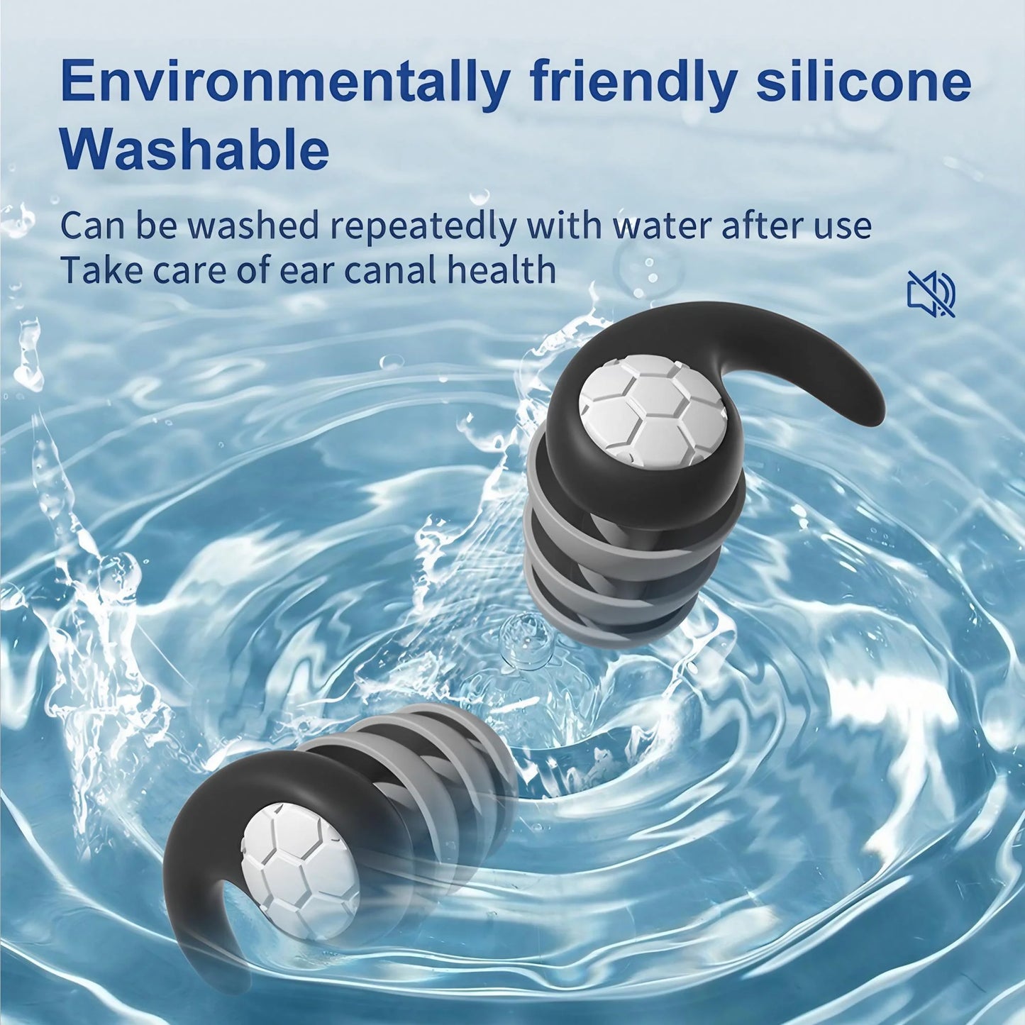 Noise-Canceling Silicone Earplugs – Waterproof, Comfortable Fit for Sleep, Swimming, and Ultimate Peaceful Quiet