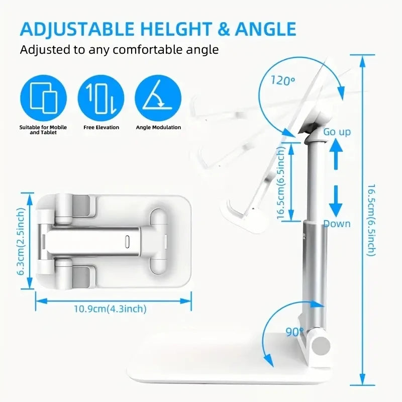 Foldable Mobile Phone & Tablet Stand – Adjustable, Flexible Mount for Desk or Table