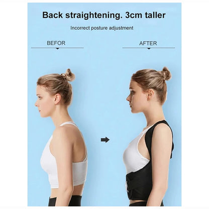 Breathable Back Posture Corrector for Men and Women with adjustable shoulder straps for a comfortable fit.