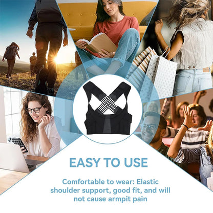 Breathable Back Posture Corrector for Men and Women with adjustable shoulder straps for a comfortable fit.