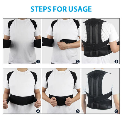 Breathable Back Posture Corrector for Men and Women with adjustable shoulder straps for a comfortable fit.