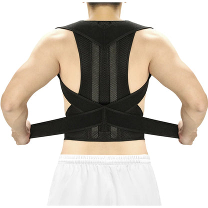 Breathable Back Posture Corrector for Men and Women with adjustable shoulder straps for a comfortable fit.